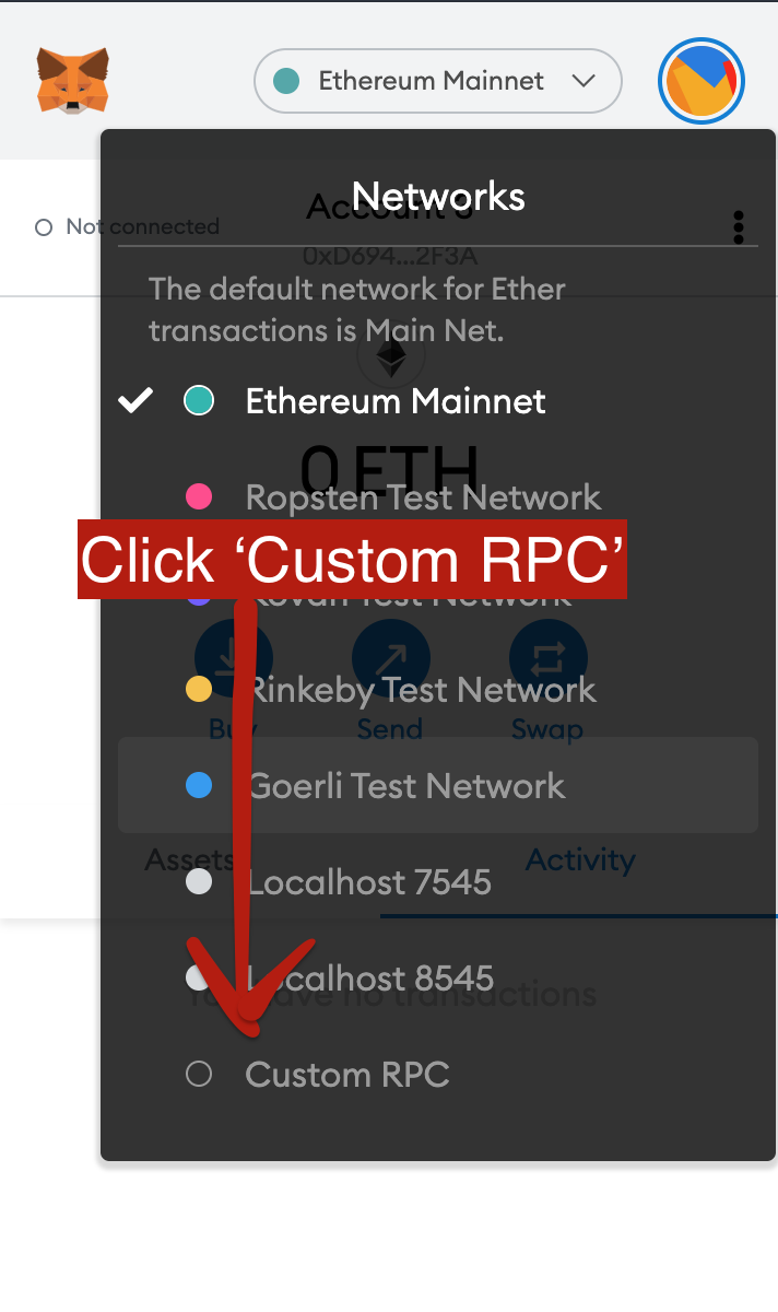 click 'Custom RPC'